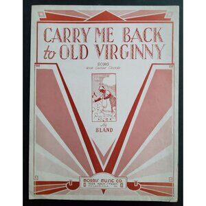 Vintage 1934 sheet music Carry Me Back to Old Virginny, with Guitar Chords, by J